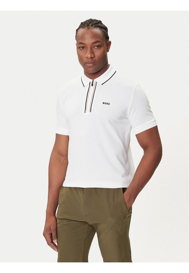 BOSS Polo Philix 50544450 Biały Slim Fit. Typ kołnierza: polo. Kolor: biały. Materiał: bawełna