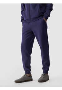 4f - 4F Spodnie dresowe joggery męskie - granatowe XL. Kolor: niebieski. Materiał: dresówka. Wzór: gładki, ze splotem