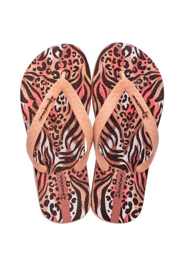 Ipanema - Ipenama Jr. Temas klapki dziecięce animal print pomarańczowe roz. 38. Kolor: wielokolorowy, różowy, beżowy. Wzór: nadruk. Styl: sportowy