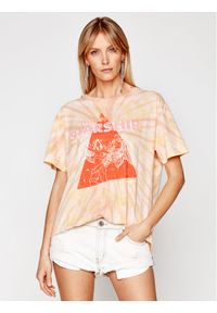 One Teaspoon T-Shirt Starship Sunset Tie Dye Tee 23917 Pomarańczowy Boyfriend Fit. Kolor: pomarańczowy. Materiał: bawełna