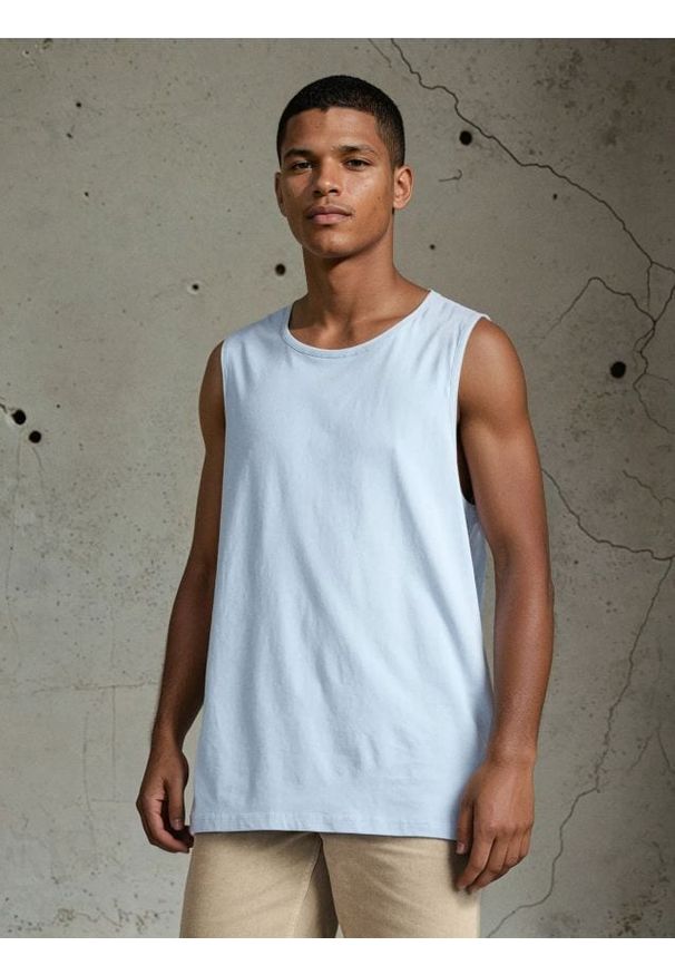 Sinsay - Tank top w stylu basic - błękitny. Kolor: niebieski