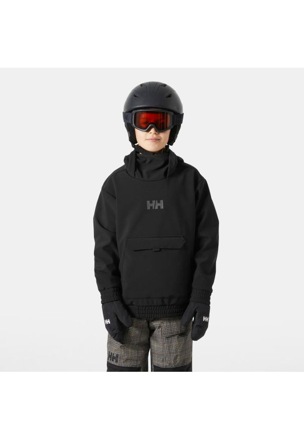 Bluza z kapturem dla dzieci Helly Hansen Powder Softshell. Typ kołnierza: kaptur. Kolor: czarny. Materiał: softshell. Sezon: zima. Sport: narciarstwo