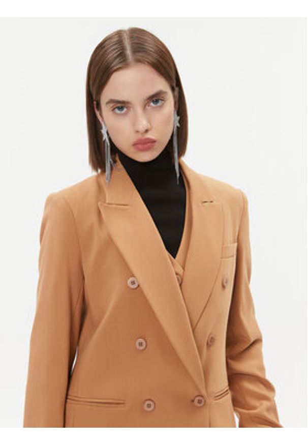 DKNY Marynarka UG3JX043 Brązowy Regular Fit. Kolor: brązowy. Materiał: syntetyk