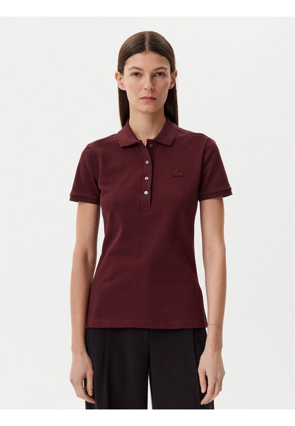 Lacoste Polo PF5462 Bordowy Slim Fit. Typ kołnierza: polo. Kolor: czerwony. Materiał: bawełna