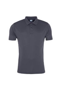JUST COOL - Męska Gładka Koszulka Polo. Typ kołnierza: polo. Kolor: szary, wielokolorowy, brązowy. Wzór: gładki #1