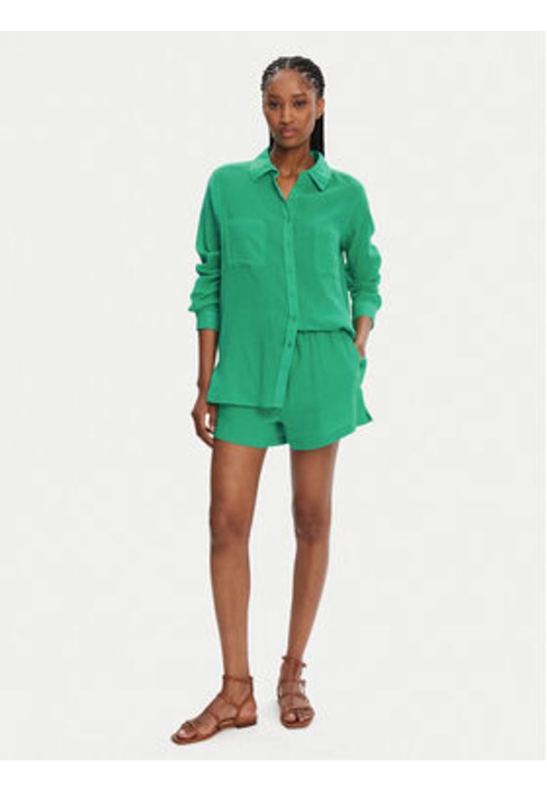 Seafolly Koszula Breeze 55428-TO Zielony Regular Fit. Kolor: zielony. Materiał: bawełna