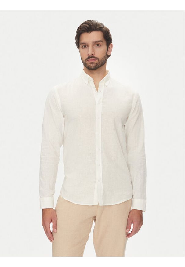 Lindbergh Koszula 30-203344B Biały Relaxed Fit. Kolor: biały. Materiał: bawełna