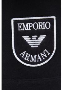 Emporio Armani Underwear szorty damskie kolor czarny z aplikacją medium waist. Kolor: czarny. Wzór: aplikacja