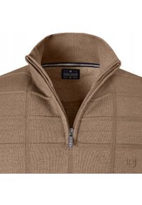 Elegancki Sweter Męski (Zamek) - Pako Jeans - Wysoki Dekolt, Kawa z Mlekiem. Kolor: brązowy, wielokolorowy, beżowy. Materiał: bawełna. Styl: elegancki #4