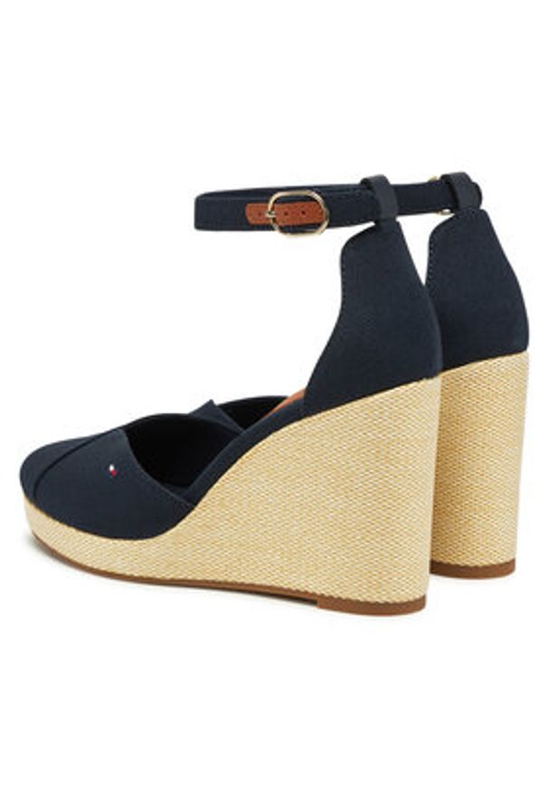 TOMMY HILFIGER - Tommy Hilfiger Półbuty Flag High Wedge Espad Closed Toe FW0FW08494 Granatowy. Kolor: niebieski. Materiał: materiał