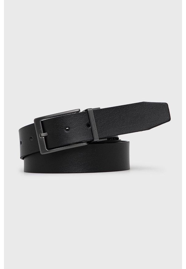 Calvin Klein pasek dwustronny męski kolor czarny. Kolor: czarny. Materiał: poliester