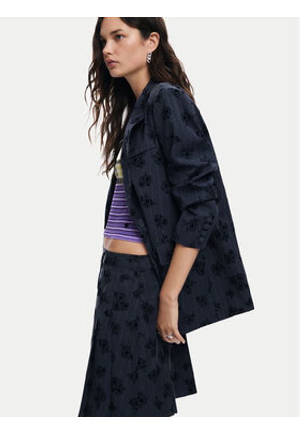 Desigual Marynarka Zagrez 24WWEW46 Szary Relaxed Fit. Kolor: szary. Materiał: syntetyk