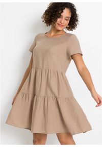 Sukienka TENCEL™ Lyocell z lnem bonprix piaskowy. Kolor: beżowy. Materiał: len, lyocell #2