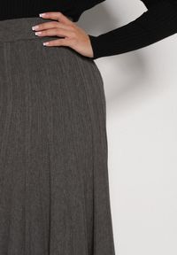 Born2be - Ciemnoszara Rozkloszowana Plisowana Spódnica Dzianinowa Tussana. Okazja: na co dzień. Stan: podwyższony. Kolor: szary. Materiał: dzianina. Styl: casual #3