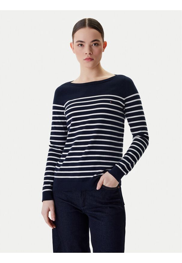TOMMY HILFIGER - Tommy Hilfiger Sweter Heritage Boat WW0WW22046 Granatowy Regular Fit. Kolor: niebieski. Materiał: bawełna