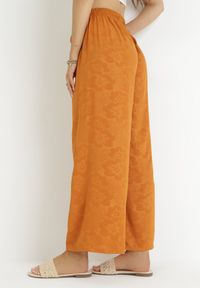 Born2be - Pomarańczowe Szerokie Spodnie z Gumką w Pasie Roselika. Stan: podwyższony. Kolor: pomarańczowy