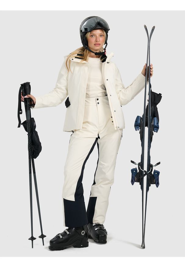 4f - 4F Kurtka narciarska membrana Dermizax 20000 damska - biała XL. Typ kołnierza: kołnierzyk stójkowy. Kolor: biały. Sezon: zima