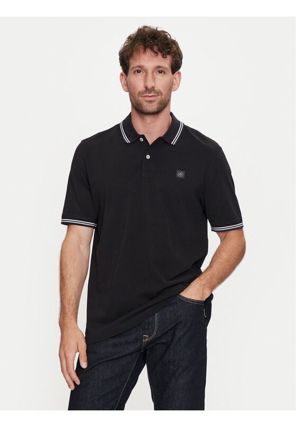 Bugatti Polo 8150 55001A Czarny Slim Fit. Typ kołnierza: polo. Kolor: czarny. Materiał: bawełna