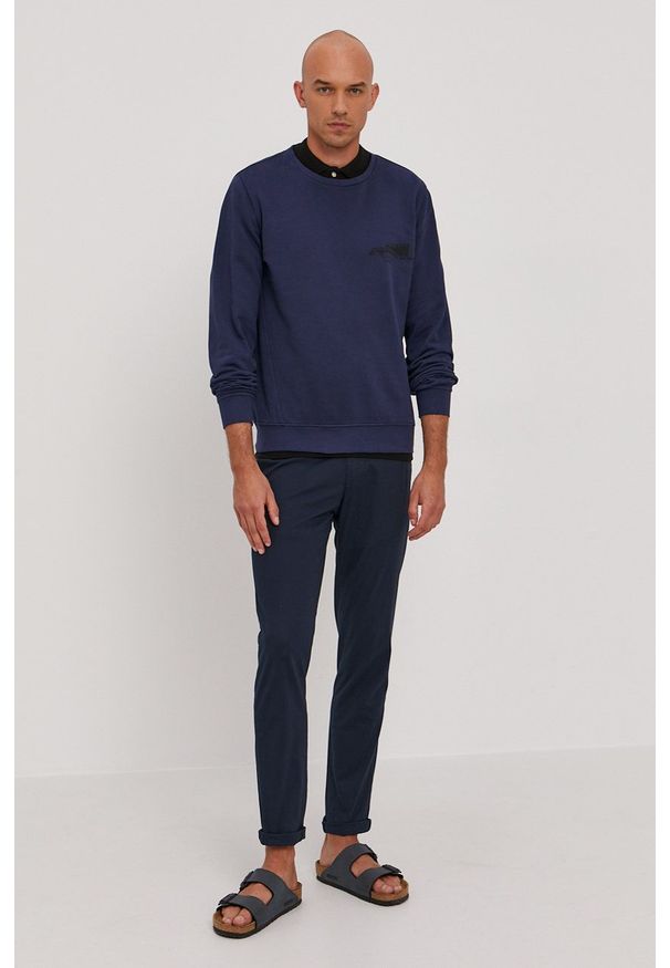 s.Oliver - Bluza bawełniana męska z nadrukiem. Okazja: na co dzień. Kolor: niebieski. Materiał: bawełna. Wzór: nadruk. Styl: casual