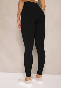 Renee - Czarne Legginsy z Prążkowanej Tkaniny z Szeroką Gumką w Pasie Lanoriae. Okazja: na co dzień. Stan: podwyższony. Kolor: czarny. Materiał: tkanina, prążkowany. Styl: klasyczny, elegancki, casual #5