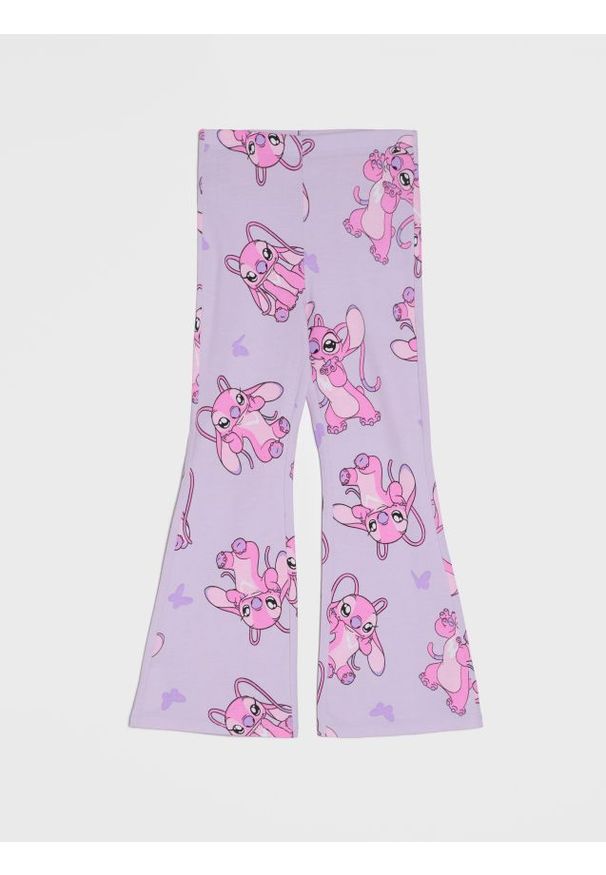 Sinsay - Spodnie flare ze wzorem Lilo & Stitch - fioletowy. Kolor: fioletowy