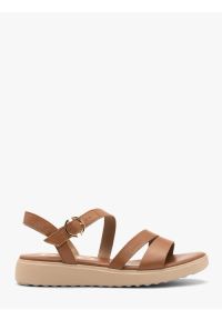 Ryłko - Jasnobrązowe sandały damskie. Okazja: na co dzień. Kolor: brązowy. Materiał: skóra. Sezon: lato. Styl: street, casual, elegancki