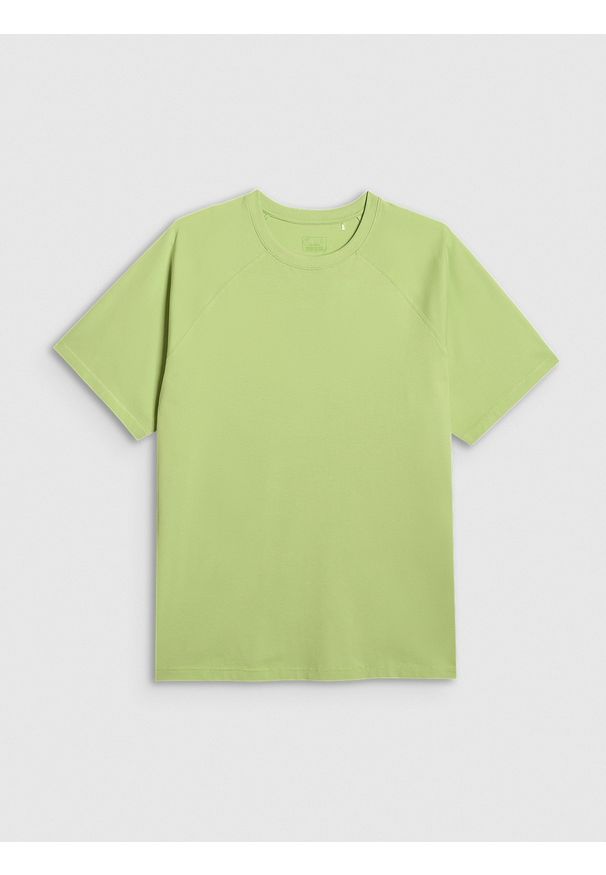 4f - 4F T-shirt oversize gładki męski - zielony XL. Okazja: na co dzień. Kolor: zielony. Materiał: jersey, materiał, bawełna. Długość rękawa: krótki rękaw. Długość: krótkie. Wzór: gładki. Styl: klasyczny, sportowy, casual