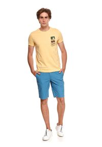 TOP SECRET - T-shirt z nadrukiem. Kolor: żółty. Materiał: tkanina, bawełna. Długość rękawa: krótki rękaw. Długość: krótkie. Wzór: nadruk. Sezon: lato. Styl: wakacyjny