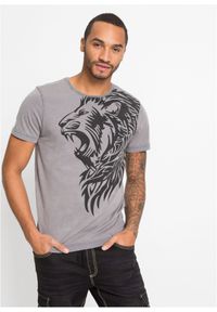 bonprix - T-shirt Slim Fit, z łatwej w pielęgnacji bawełny. Kolor: szary. Materiał: bawełna. Wzór: nadruk #1