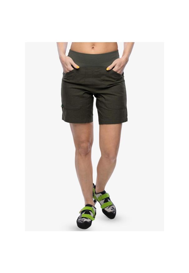 EDELRID - Spodenki wspinaczkowe damskie Edelrid Wo Sansara Shorts. Kolor: zielony. Długość: krótkie