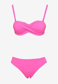 Renee - Różowe Bikini 2 Pary Majtek Typu Figi i Biustonosz Wiązany na Plecach Galanoria. Kolor: różowy. Wzór: aplikacja