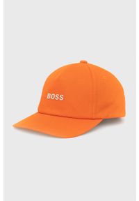 BOSS - Boss Czapka kolor pomarańczowy z aplikacją. Kolor: pomarańczowy. Wzór: aplikacja