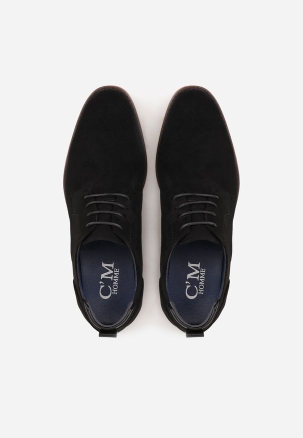 Born2be - Czarne Sznurowane Półbuty z Imitacji Zamszu w Eleganckim Stylu Rhodica. Okazja: na co dzień, do pracy. Kolor: czarny. Materiał: zamsz. Styl: elegancki