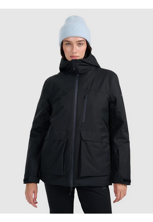 4f - 4F Kurtka narciarska membrana 8000 damska - czarna L. Kolor: czarny. Materiał: poliester, materiał. Sezon: zima