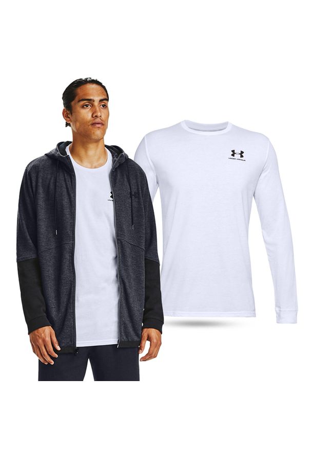 Under Armour - Koszulka longsleeve fitness męska UNDER ARMOUR z długim rękawem. Kolor: biały. Długość rękawa: długi rękaw. Długość: długie. Sport: bieganie, fitness