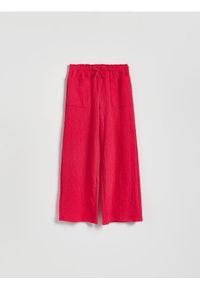Reserved - Strukturalne spodnie z wiązaniem - fuksja. Kolor: różowy. Materiał: dzianina, bawełna