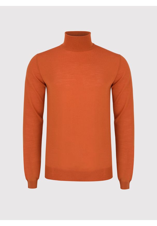 Pako Lorente - PAKO LORENTE – Pomarańczowy sweter z golfem P22WP-2X-025-P-0. Typ kołnierza: golf. Kolor: pomarańczowy. Materiał: bawełna. Wzór: gładki. Sezon: jesień