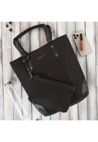 PAOLO PERUZZI - Shopperka czarna Paolo Peruzzi E-23-BL. Kolor: czarny. Sezon: lato. Materiał: skórzane. Styl: klasyczny #1