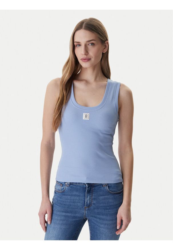 Fracomina Top FP26ST2001J40101 Błękitny Slim Fit. Kolor: niebieski. Materiał: bawełna