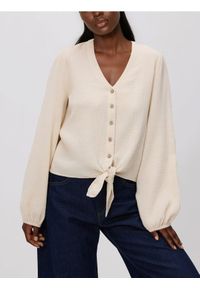 Reserved - Muślinowa koszula z wiązaniem - beżowy. Kolor: beżowy #1
