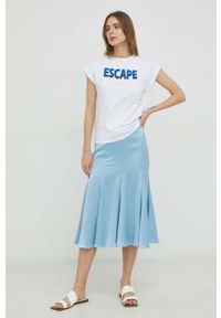 Marella t-shirt bawełniany kolor biały. Kolor: biały. Materiał: bawełna. Długość rękawa: krótki rękaw. Długość: krótkie. Wzór: haft #5