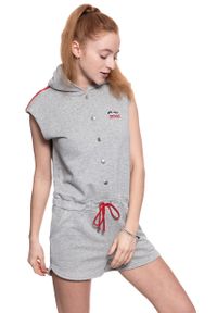 Wrangler - DAMSKI KOMBINEZON WRANGLER SPORTY PLAYSUIT MID GREY MEL W6063IC37. Kolor: szary. Materiał: materiał. Wzór: melanż. Styl: sportowy #10