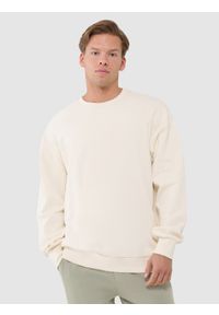 4f - 4F Bluza dresowa oversize nierozpinana bez kaptura męska - beżowa 3XL. Okazja: na co dzień. Typ kołnierza: bez kaptura. Kolor: beżowy. Materiał: dresówka. Styl: casual, klasyczny, sportowy #1