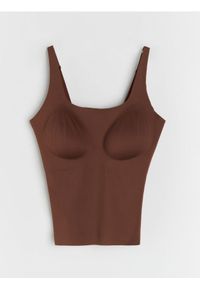 Sinsay - Top z wbudowanymi miseczkami - brązowy. Kolor: brązowy #1