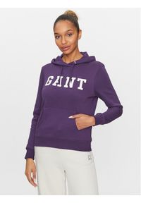 GANT - Gant Bluza Reg Graphic Hoodie 4200742 Fioletowy Regular Fit. Kolor: fioletowy. Materiał: bawełna