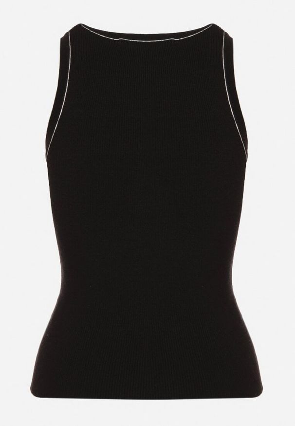 Born2be - Czarno-Beżowy Top z Modalem i Wiskozą Sanilatia. Okazja: na co dzień. Kolor: czarny. Materiał: wiskoza. Sezon: wiosna, lato. Styl: elegancki, casual