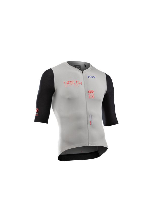 Koszulka rowerowa NORTHWAVE Extreme Evo Jersey UPF50 Slim jasny szary. Kolor: szary. Materiał: jersey