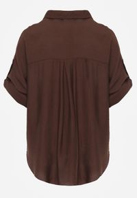 Renee - Brązowa Wiskozowa Koszula Nietoperz z Regulowanymi Rękawami i Haftem Drenesh. Kolor: brązowy. Materiał: wiskoza. Wzór: haft. Styl: boho #4