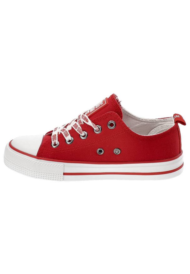 Big-Star - Czerwone Trampki Big Star Dziecięce Sznurowane Buty. Okazja: na uczelnię. Kolor: czerwony. Materiał: materiał. Szerokość cholewki: normalna. Wzór: aplikacja