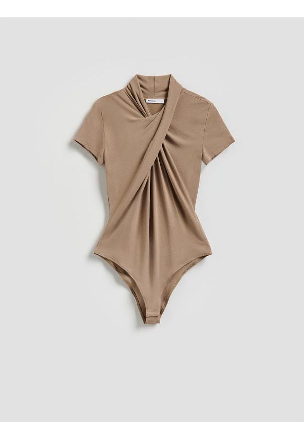 Reserved - Body z modalem - beżowy. Kolor: beżowy. Materiał: dzianina